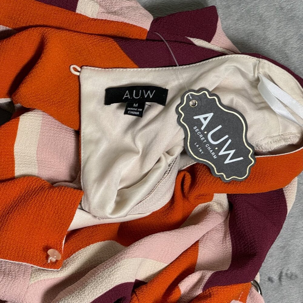 A.U.W. Orange & Maroon Colorblock Asymmetrical Dress - Picture 4 of 6